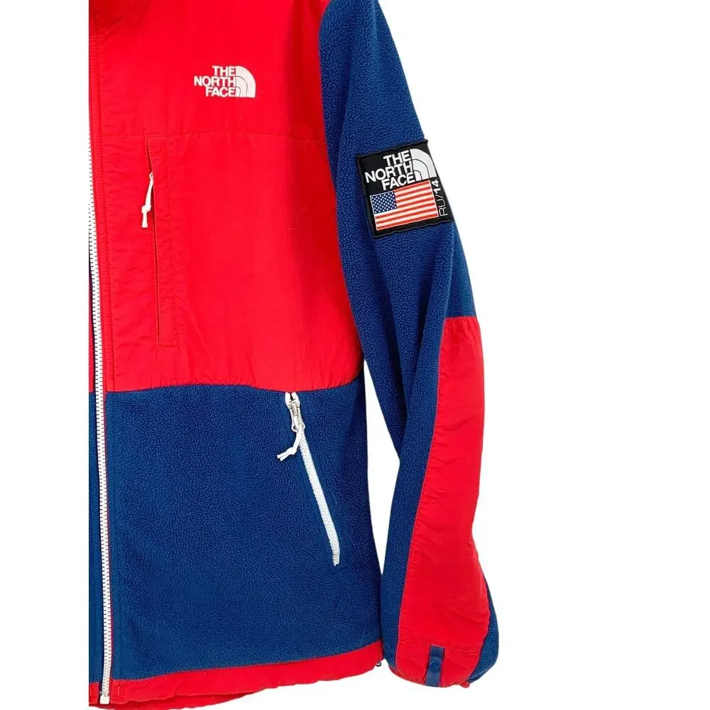 USA Olympics 2014 Sochi RU/14 The North Face Denali Jacket Blue Red Fleece Med